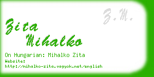 zita mihalko business card